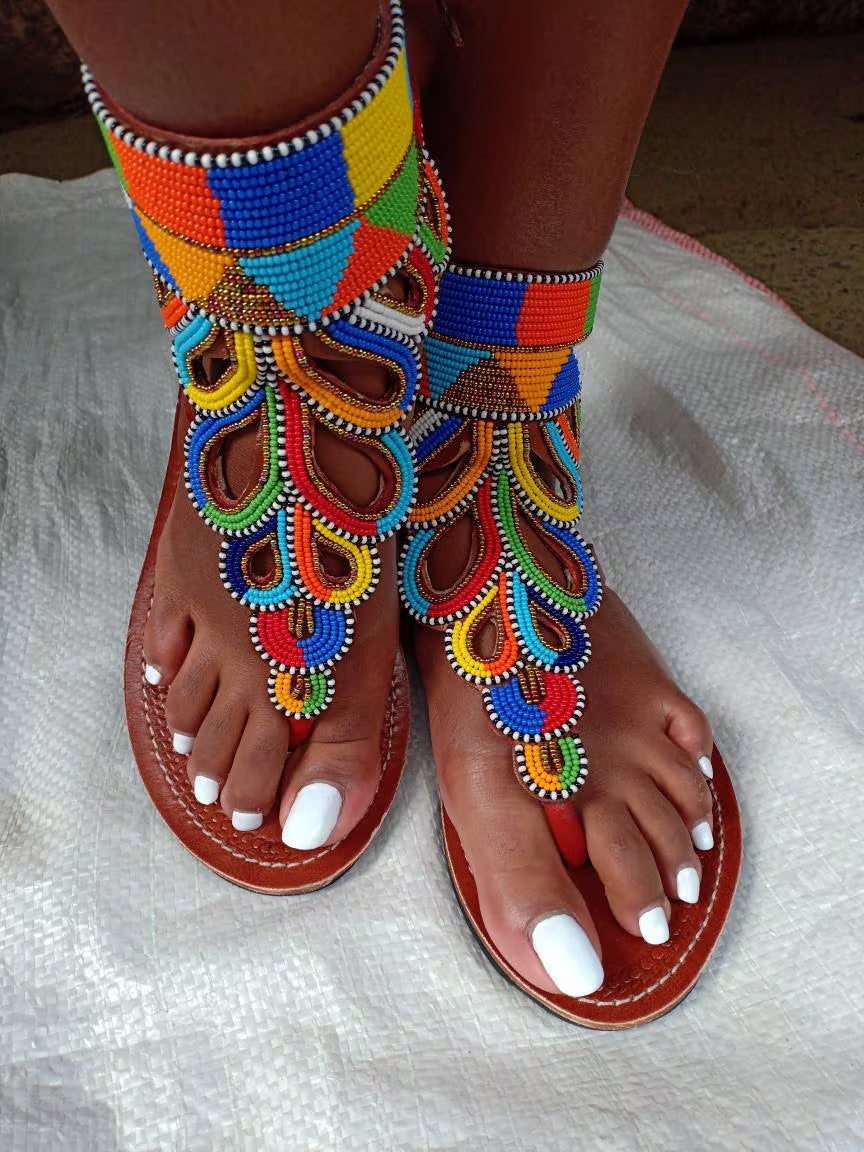 ON Sale:Beaded Sandals/Sandals Women Leather/African Beaded Sandals/Sandals Women/Leather Sandals Women/Summer Sandals/Mothers Day Gift.