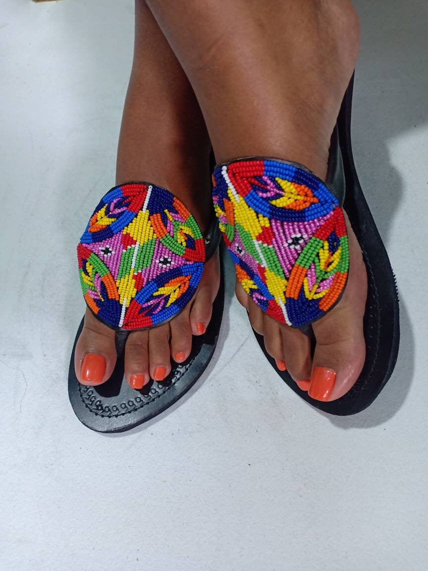 ON Sale:Beaded Sandals/Sandals Women Leather/African Beaded Sandals/Sandals Women/Leather Sandals Women/Summer Sandals/Mothers Day Gift.