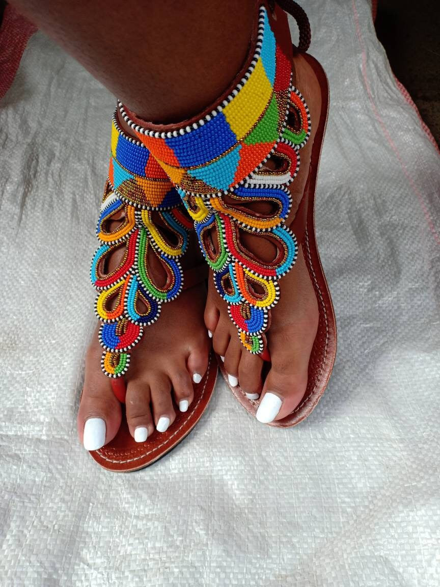 ON Sale:Beaded Sandals/Sandals Women Leather/African Beaded Sandals/Sandals Women/Leather Sandals Women/Summer Sandals/Mothers Day Gift.