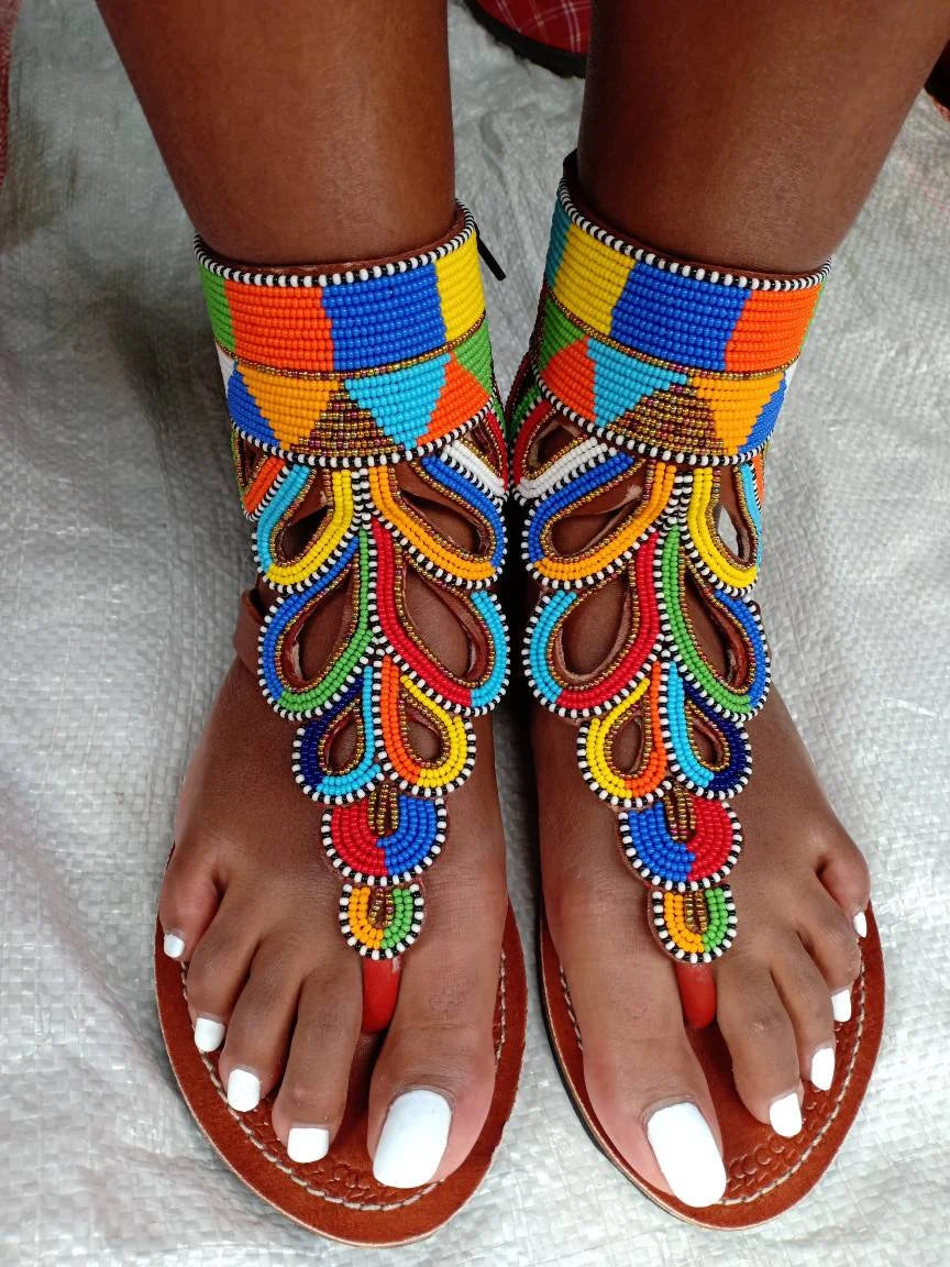 ON Sale:Beaded Sandals/Sandals Women Leather/African Beaded Sandals/Sandals Women/Leather Sandals Women/Summer Sandals/Mothers Day Gift.